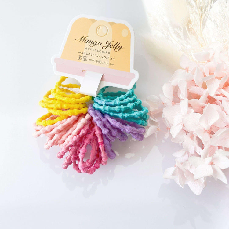 MANGO JELLY Kids Hair Ties (3cm) - Bamboo Candy - Six Pack