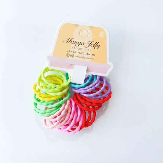 MANGO JELLY Kids Hair Ties (3cm) - Silky Pop Mixed - Six Pack