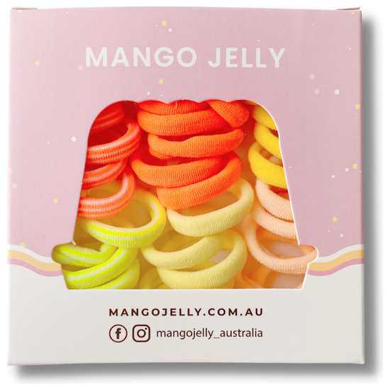 MANGO JELLY Metal Free Hair Ties (3cm) - CITRUS 36P - Three Pack