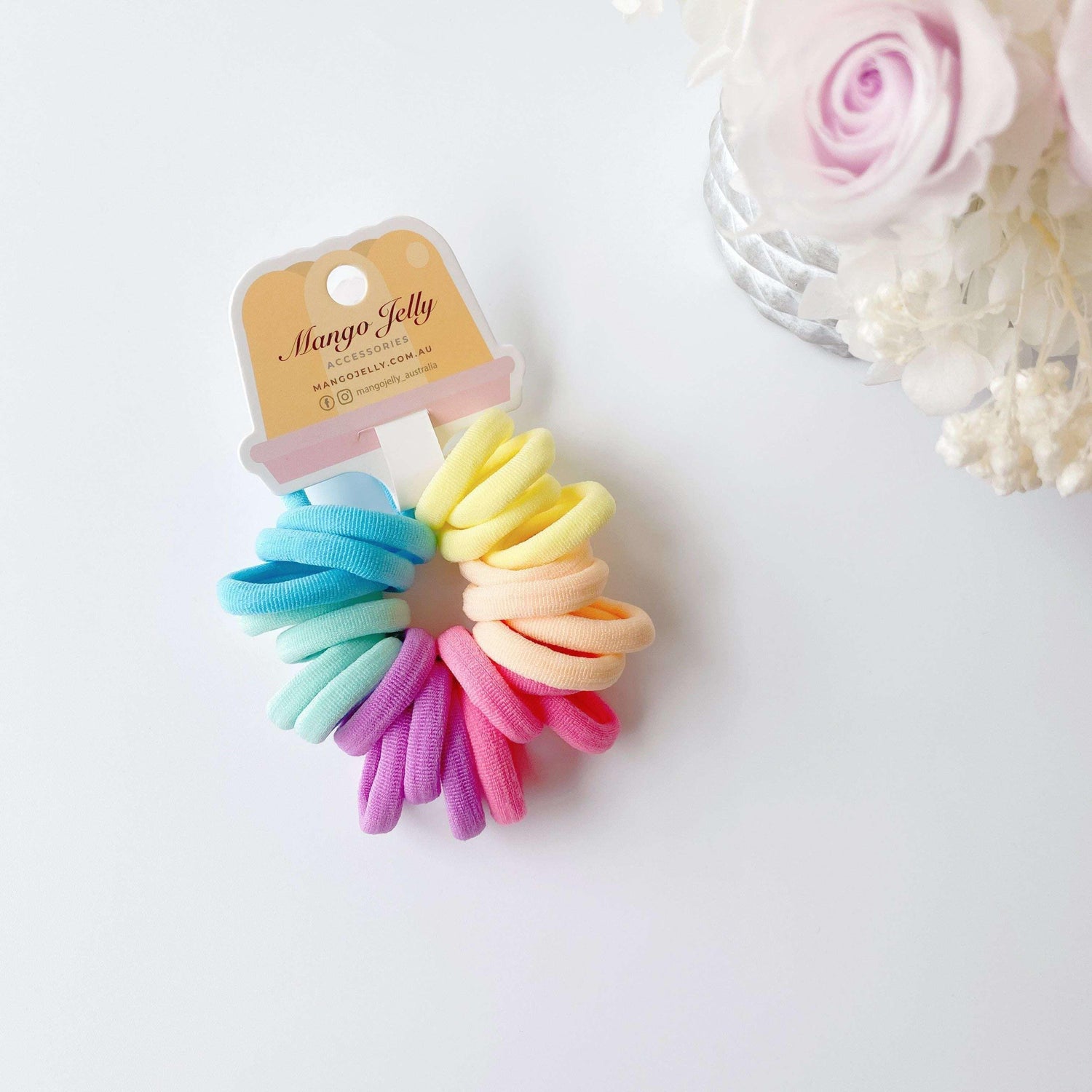 MANGO JELLY Metal Free Hair Ties (3cm) - Classic Pastel 24P - Six Pack