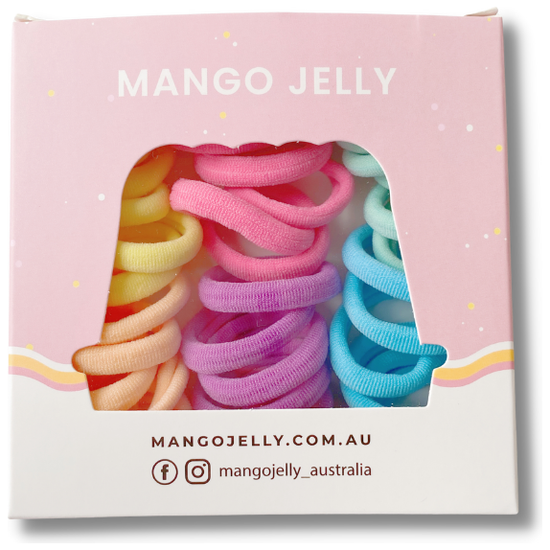 MANGO JELLY Metal Free Hair Ties (3cm) - Classic Pastel 36P -Twin Pack