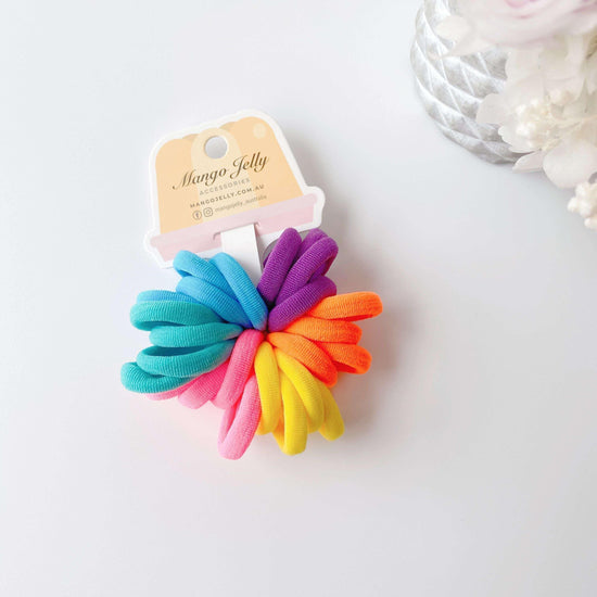 MANGO JELLY Metal Free Hair Ties (3cm) - Colour Wheel 24P -Twin Pack