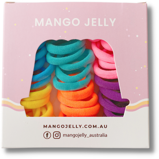 MANGO JELLY Metal Free Hair Ties (3cm) - Colour Wheel 36P - One Pack