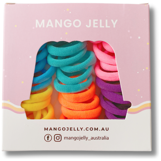 MANGO JELLY Metal Free Hair Ties (3cm) - Colour Wheel 36P -Twin Pack