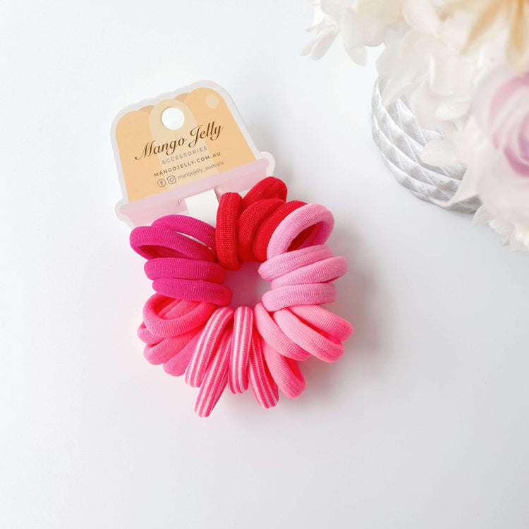 MANGO JELLY Metal Free Hair Ties (3cm) - Just Pink 24P - Six Pack