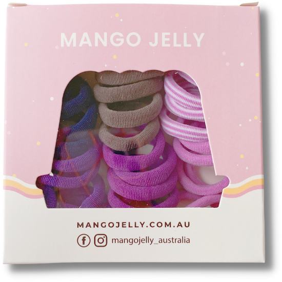 MANGO JELLY Metal Free Hair Ties (3cm) - Magic Purple 36P - One Pack