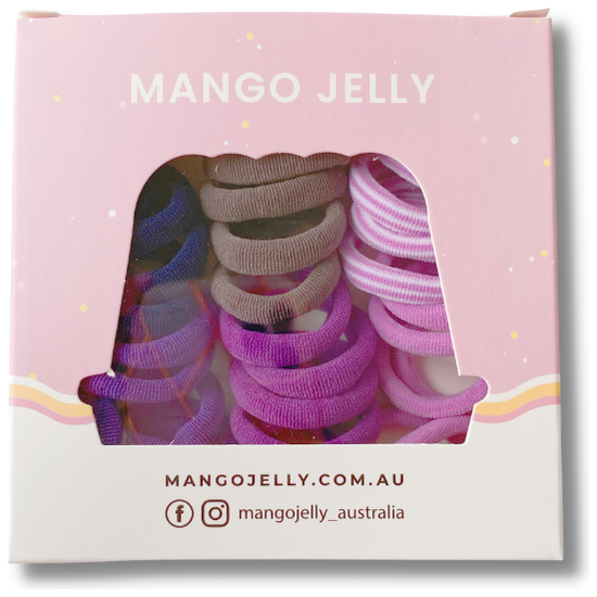 MANGO JELLY Metal Free Hair Ties (3cm) - Magic Purple 36P - Six Pack