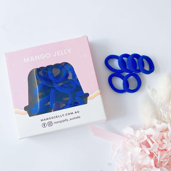 MANGO JELLY Metal Free Hair Ties (3cm) - School Colour Blue 36P - Three Pack