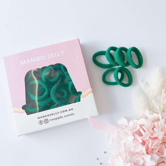 MANGO JELLY Metal Free Hair Ties (3cm) - School Colour Green 36P - Six Pack