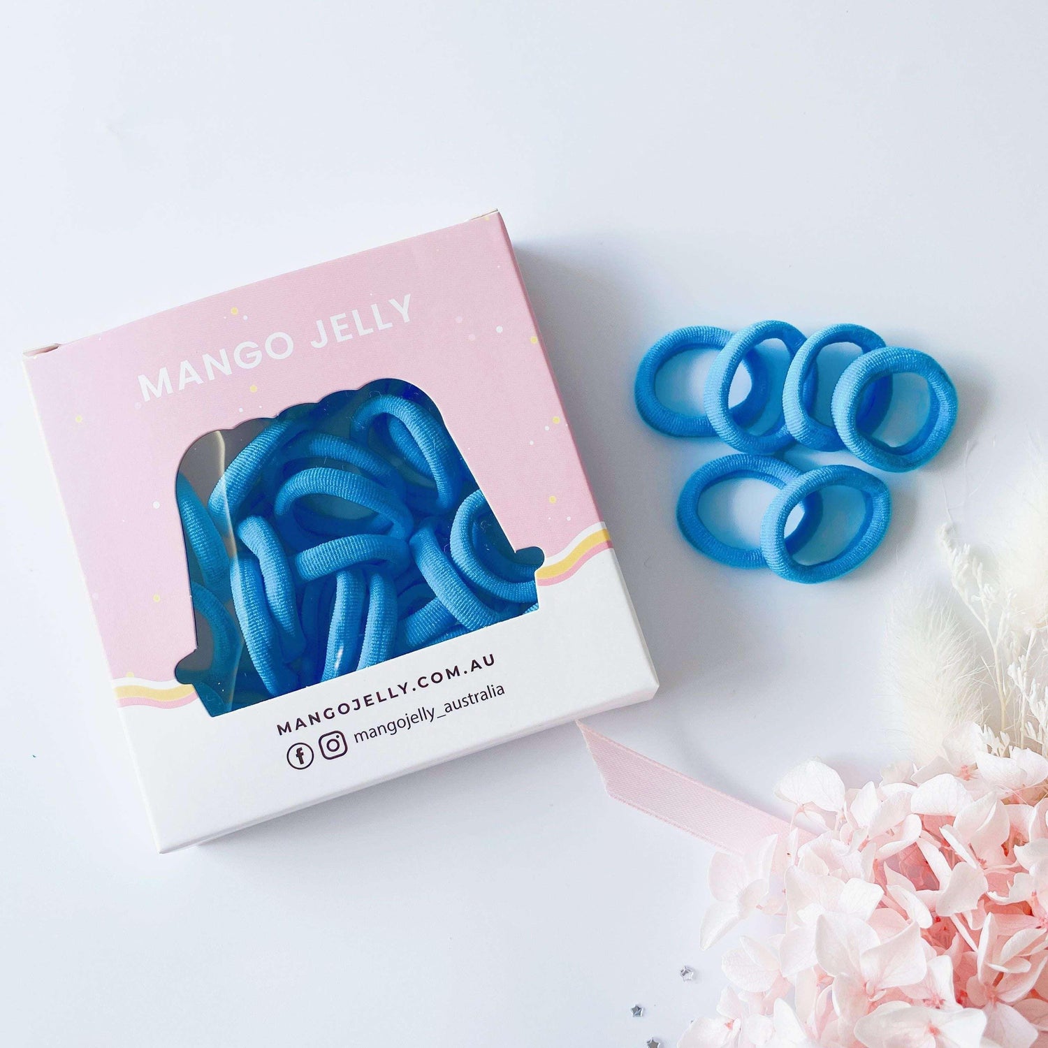 MANGO JELLY Metal Free Hair Ties (3cm) - School Colour Light Blue 36P - Three Pack