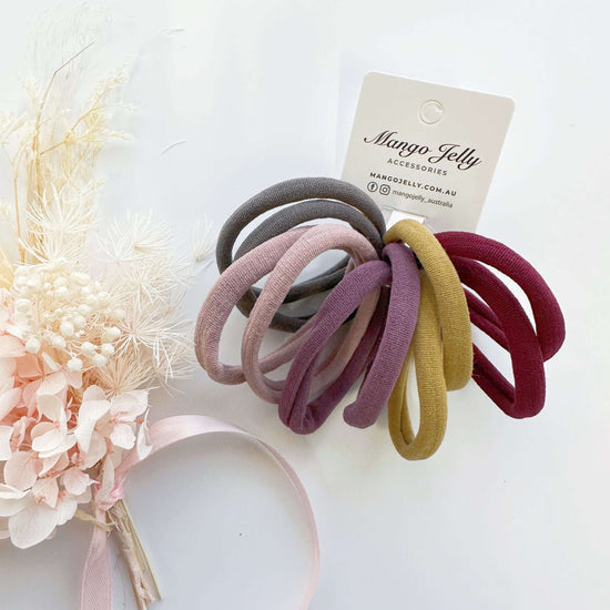 MANGO JELLY Metal Free Hair ties (4.5cm) - Blush Mixed 10P - Six Pack