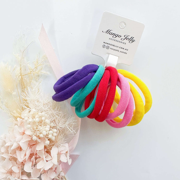 MANGO JELLY Metal Free Hair ties (4.5cm) - Pop Mixed 10P - One Pack