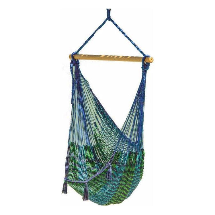 Mayan Legacy Extra Large Outdoor Cotton Mexican Hammock Chair in Caribe Colour