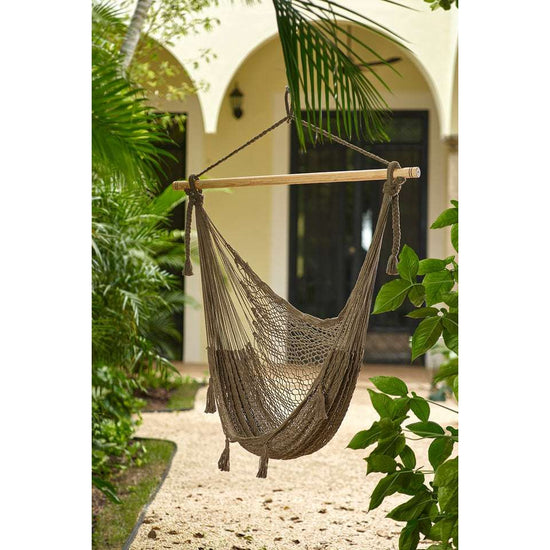 Mayan Legacy Extra Large Outdoor Cotton Mexican Hammock Chair in Cedar Colour