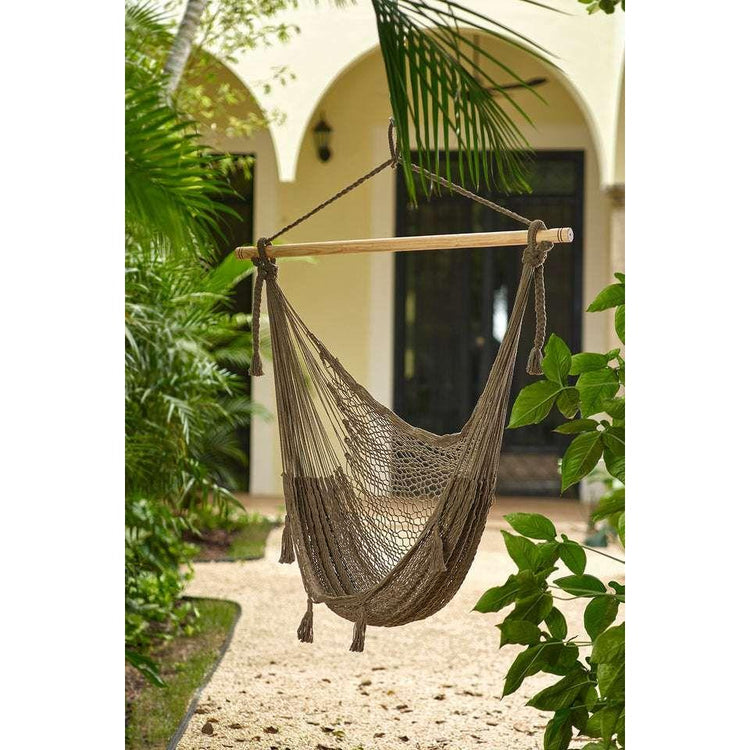 Mayan Legacy Extra Large Outdoor Cotton Mexican Hammock Chair in Cedar Colour