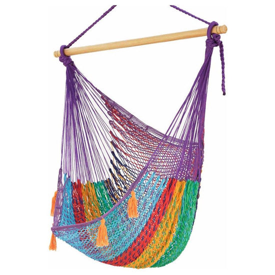 Mayan Legacy Extra Large Outdoor Cotton Mexican Hammock Chair in Colorina Colour