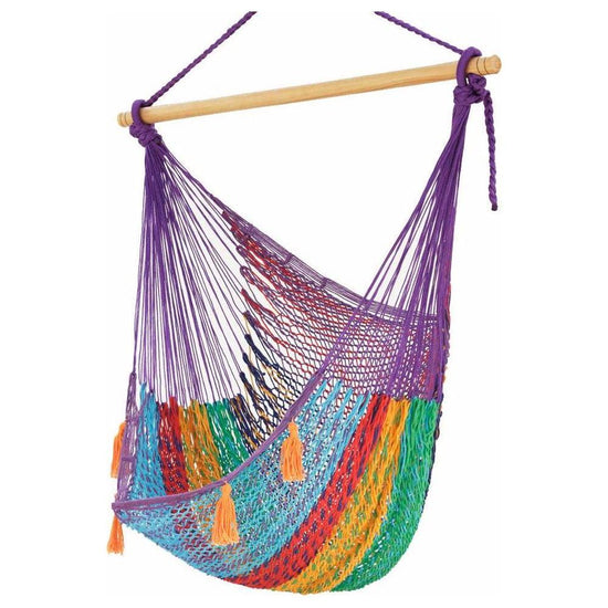 Mayan Legacy Extra Large Outdoor Cotton Mexican Hammock Chair in Colorina Colour