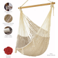 Mayan Legacy Extra Large Outdoor Cotton Mexican Hammock Chair in Cream Colour