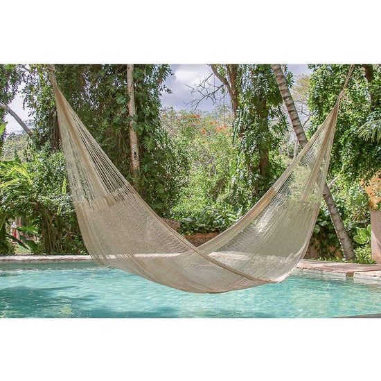 Mayan Legacy Queen Size Super Nylon Mexican Hammock in Cream Colour - Magdasmall