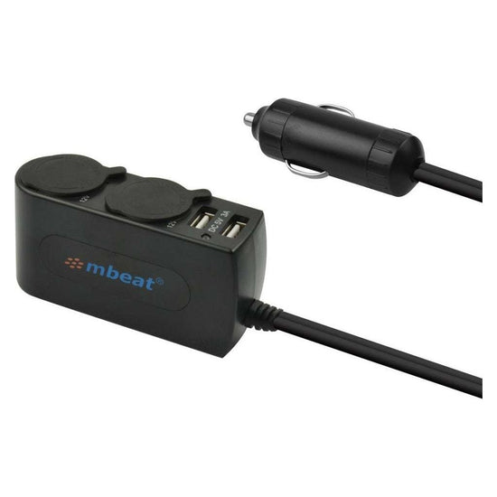 mbeat  3A / 15W Dual Port USB and Dual Cigarette Lighter Car Charger - 2x USB/2x Cigarette Charger Expanders