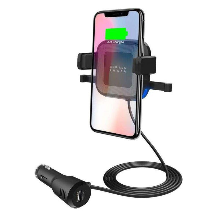 mbeat Gorilla Power 10W Wireless Car Charger with 2.4A USB Charging, Air Vent Clip & Windshield Stand - Magdasmall