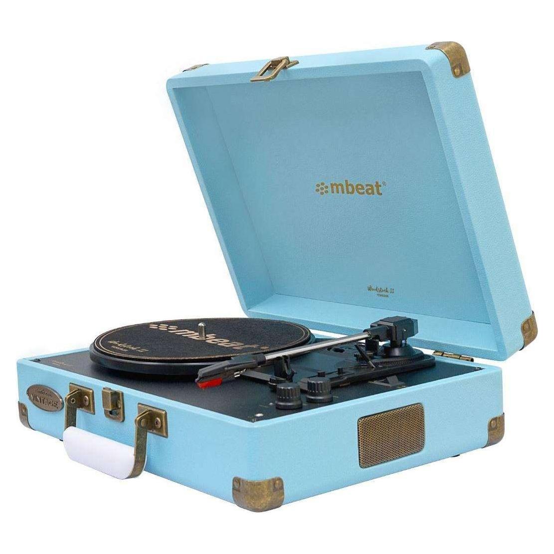 MBEAT Woodstock 2 Sky Blue Retro Turntable Player with BT Receiver &amp; Transmitter