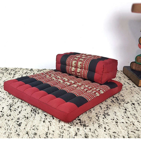 Meditation Cushion + Seating Block Set Red Elephant