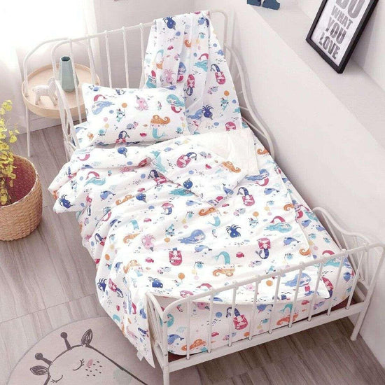 Mermaids &amp; Mates Baby 100% Cotton Printed Sheet Set Cot Size