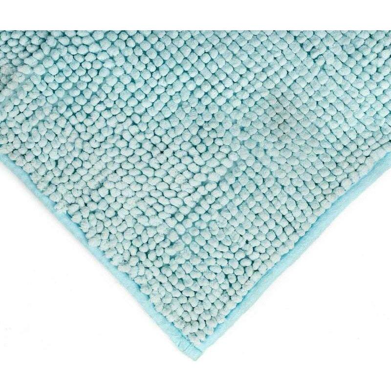 Microfiber Shower & Bathroom Bath Mat Non Slip Soft Pile Design (Aqua) - Magdasmall