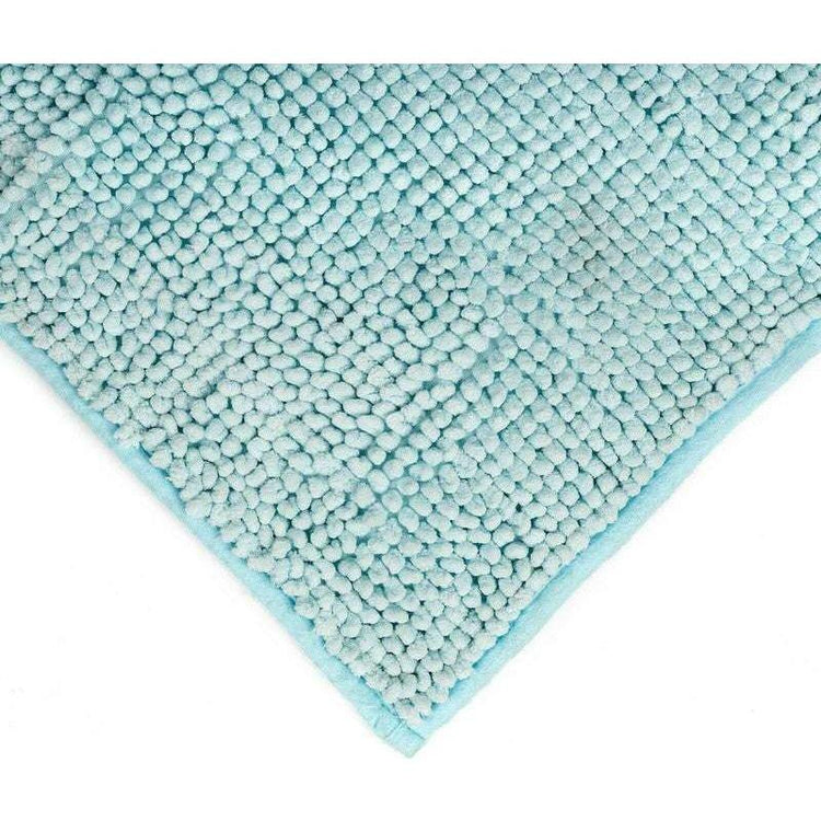 Microfiber Shower & Bathroom Bath Mat Non Slip Soft Pile Design (Aqua) - Magdasmall