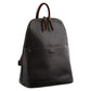 Milleni Ladies Genuine Italian Leather Backpack Bag Twin Zip - Black/Chestnut