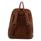 Milleni Ladies Genuine Italian Leather Backpack Bag Twin Zip - Cognac