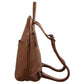 Milleni Ladies Genuine Italian Leather Backpack Bag Twin Zip - Cognac