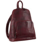 Milleni Womens Twin Zip Backpack Nappa Italian Leather Bag Travel - Cherry