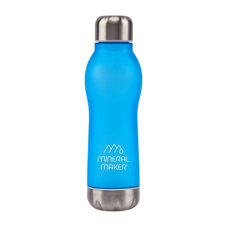 Mineral Maker MORBIDO Blue Alkaline Filter Water Bottle + a Mineral Stone Pouch