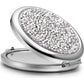 Mini Mix Diamond 1X/2X Magnifying Round Metal Pocket Makeup Mirror (Silver)