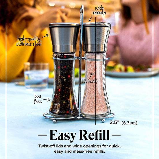 Modern Stainless Steel Salt and Pepper Grinder Set - Magdasmall