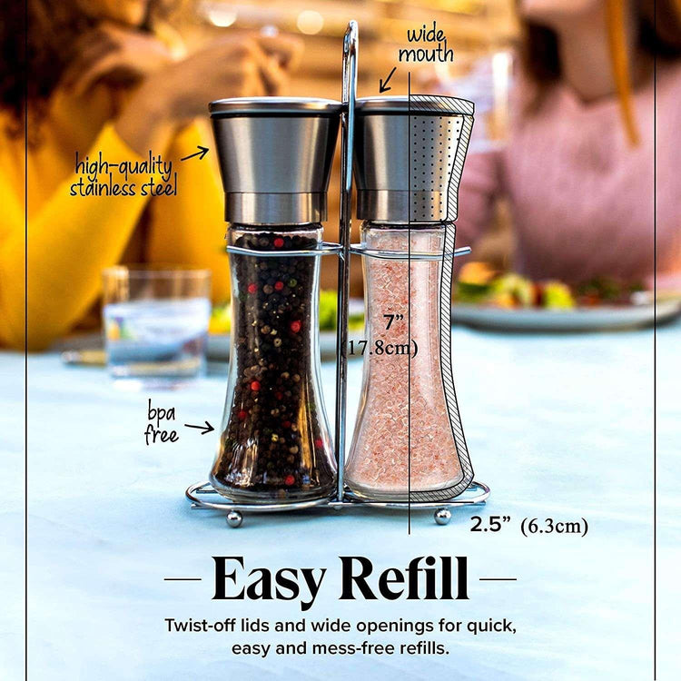 Modern Stainless Steel Salt and Pepper Grinder Set - Magdasmall