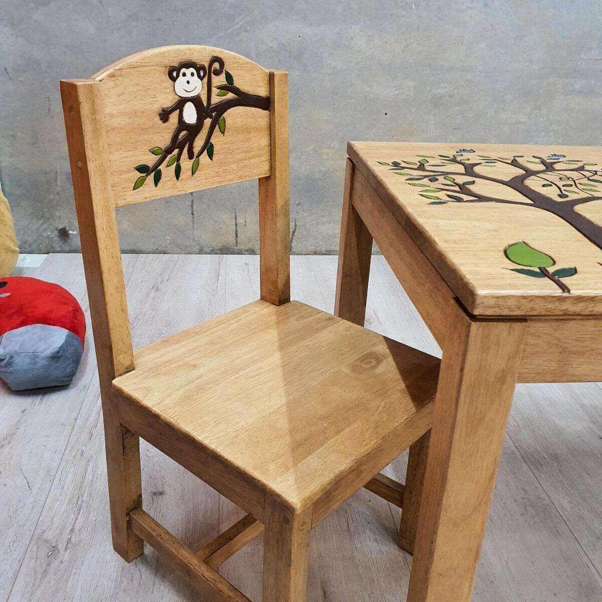 Monkey Land Kids Wooden Table and Chairs Set - Magdasmall