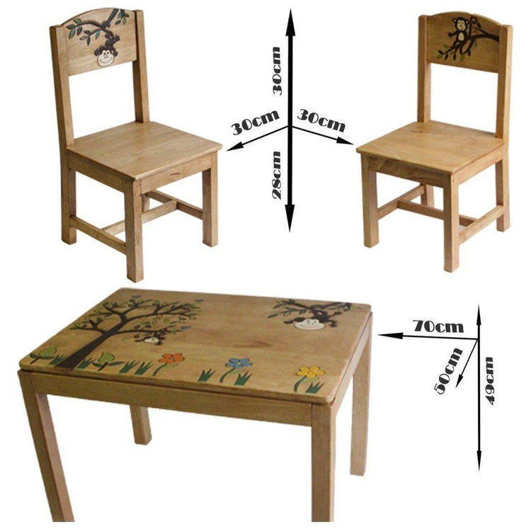 Monkey Land Kids Wooden Table and Chairs Set - Magdasmall