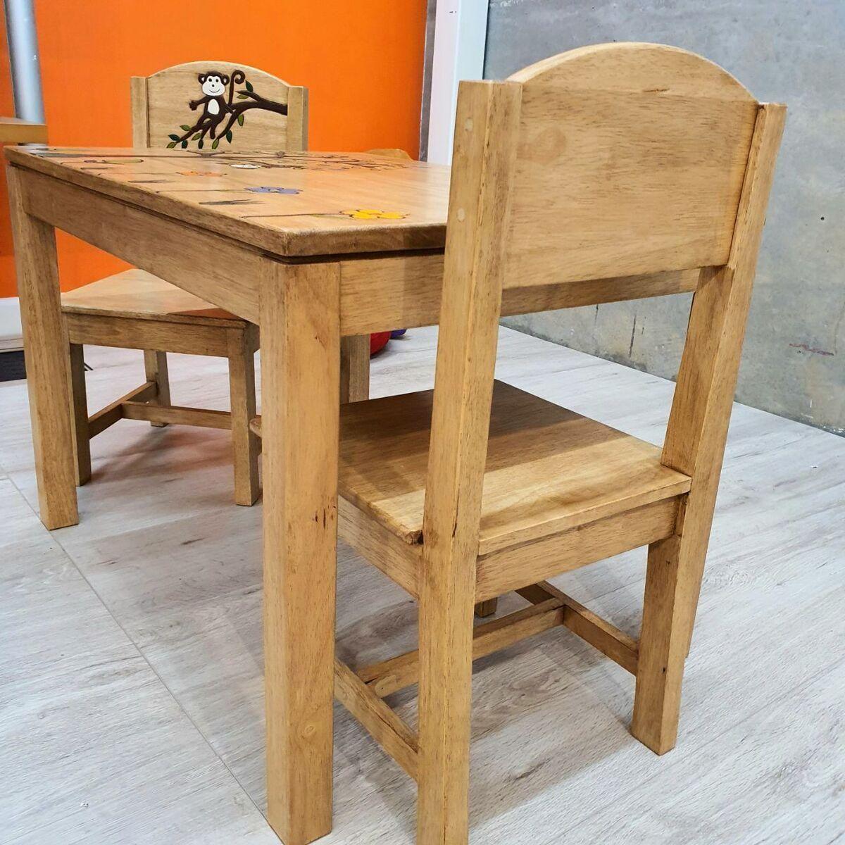 Monkey Land Kids Wooden Table and Chairs Set - Magdasmall