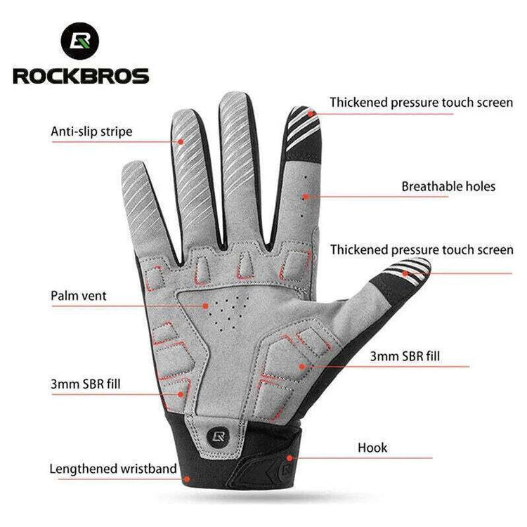 MTB Gloves Large for Mountain Road Bike Breathable Winter Autumn Spring Cycling Camping Running Outdoor Sport Rockbros