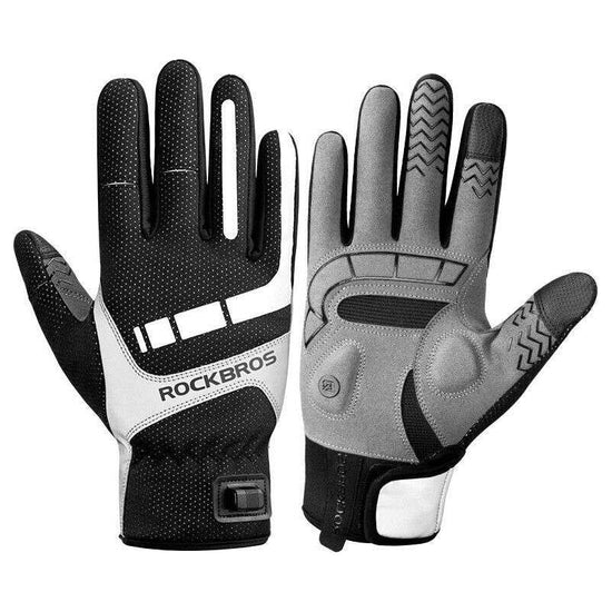 MTB Heated Gloves Large for Mountain Road Bike Breathable Winter Autumn Cycling Camping Running Outdoor Sport Rockbros