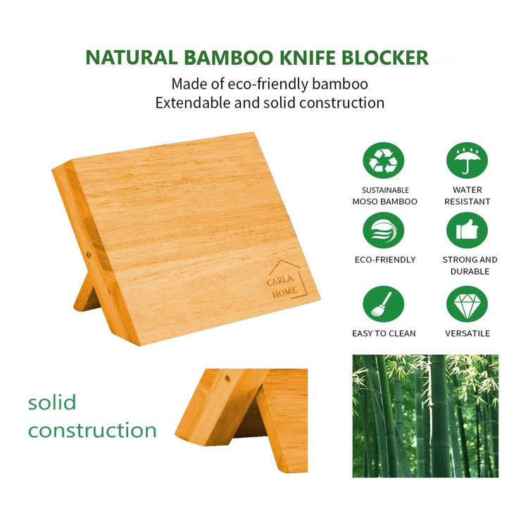 Natural Bamboo Magnetic Knife Block Holder with Strong Magnets for Home Kitchen Storage & Organisation - Magdasmall