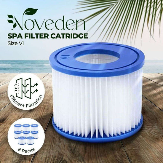 NOVEDEN 8 Pack Hot Tub Spa Filter Replacement Cartridge Size Ⅵ (Blue and White)