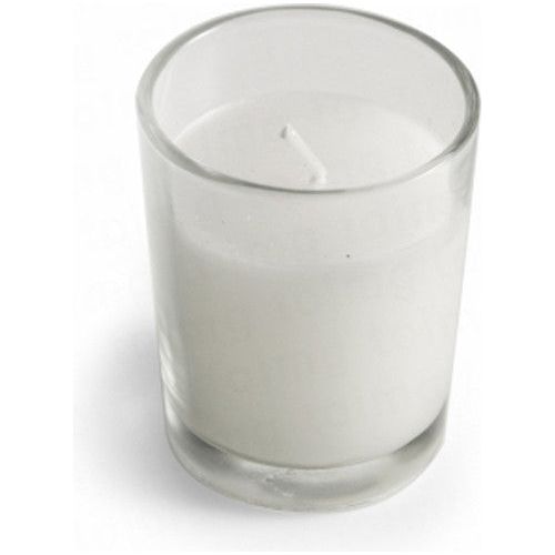 10 White Wax Clear Glass Holder Votive Candle - Wedding Event Centrepiece Table Decoration