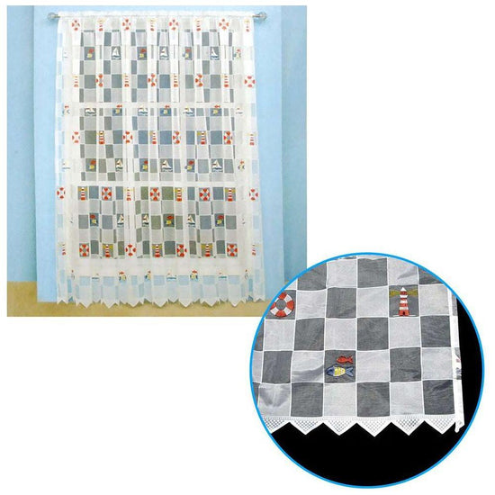 One Piece Kids CuteSheer Lace Curtain Under The Sea Sailing Boat