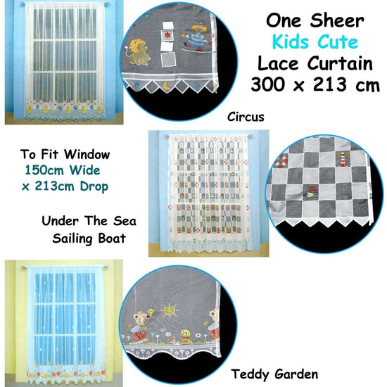 One Piece Kids CuteSheer Lace Curtain Under The Sea Sailing Boat