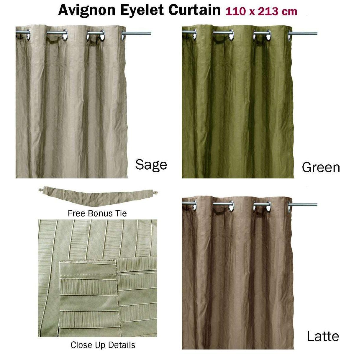 One Piece of Avignon Unlined Eyelet Curtain 110 x 213cm Sage