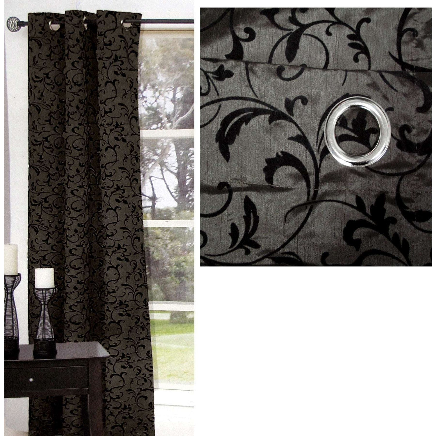 One Piece of Options Flocking Unlined Curtain 110 x 213 cm Charcoal